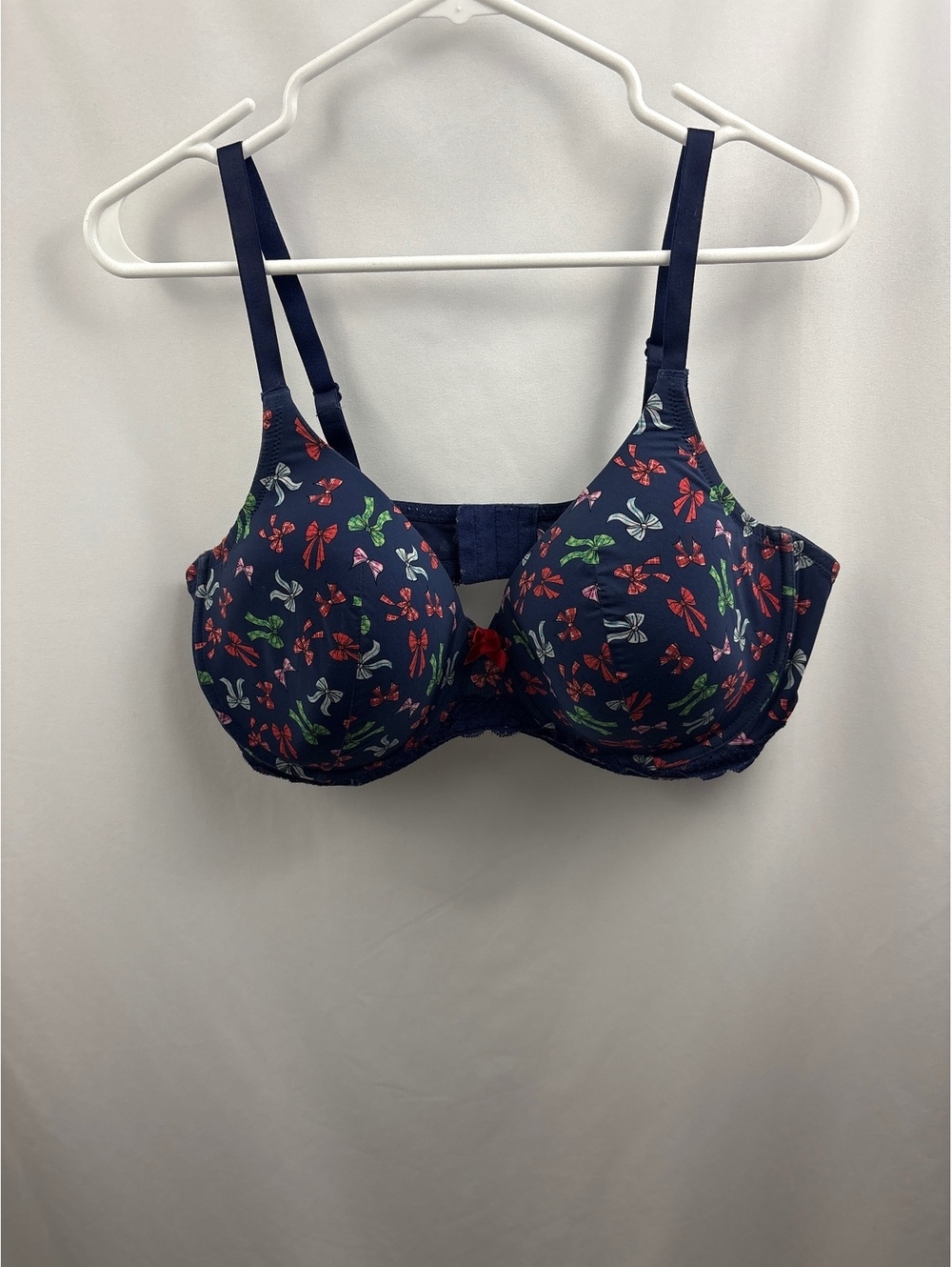 Adore Me Navy Blue Bra with Multicolor Bow Print Size 42DD